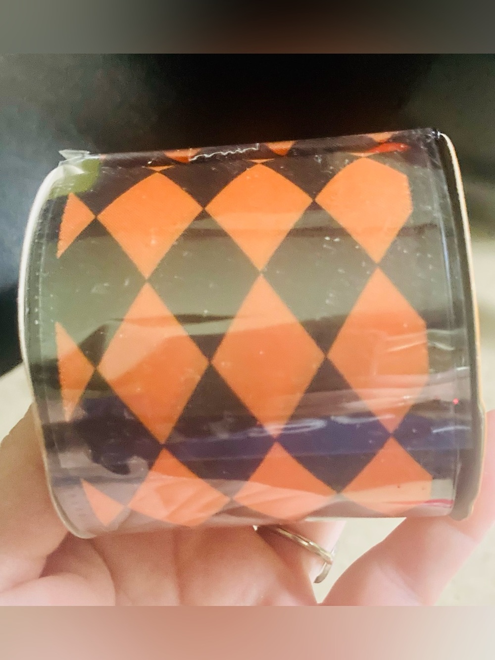 Halloween Orange and Black Harlequin Ribbon 3 Yards Floral Crafts